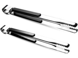 Pinça Bbq Inox 2pcs, Utensílio Grelha Antiderrapante Preto DUREFORWARD