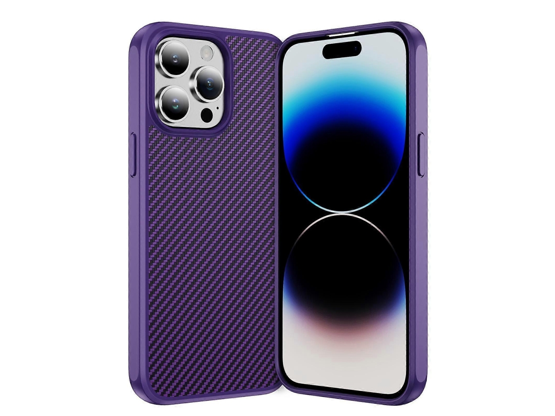 Capa De Celular Tpu Acrílica Com Textura De Fibra De Carbono E Toque De Pele