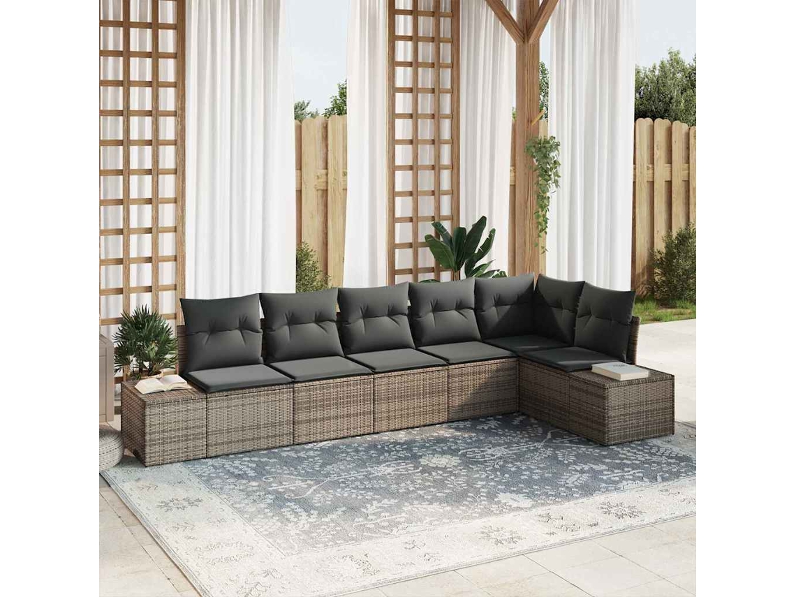 Vidaxl Conjunto de Sofá de Jardim 6 Pcs Cinzeto Vime Pe