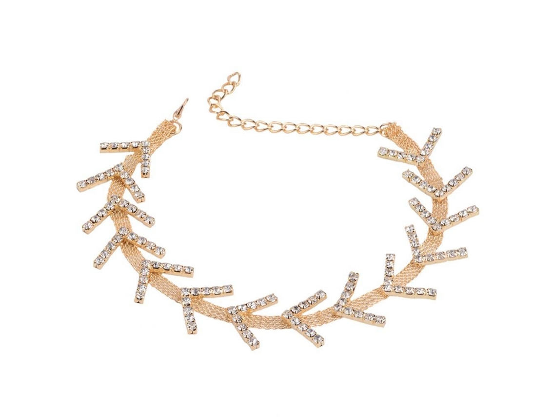 Colar De Ombro Dourado Com Pedras Rhinestone Estilo Simples Geométrico