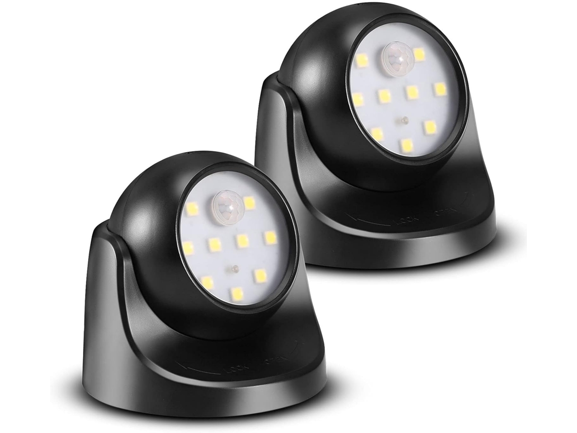 Luminária De Parede Led, 2 Unidades, 6000k, Sensor De Movimento, Alimentação Por Bateria, Resistente À Água