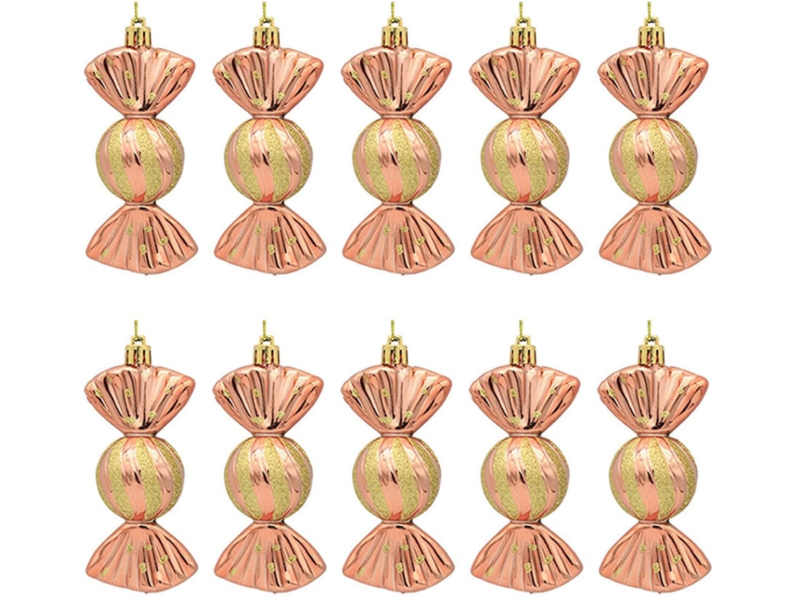 Lote De 10 Decorações Suspensas Ou Rosas Com Motivos De Madeira, Bombons,