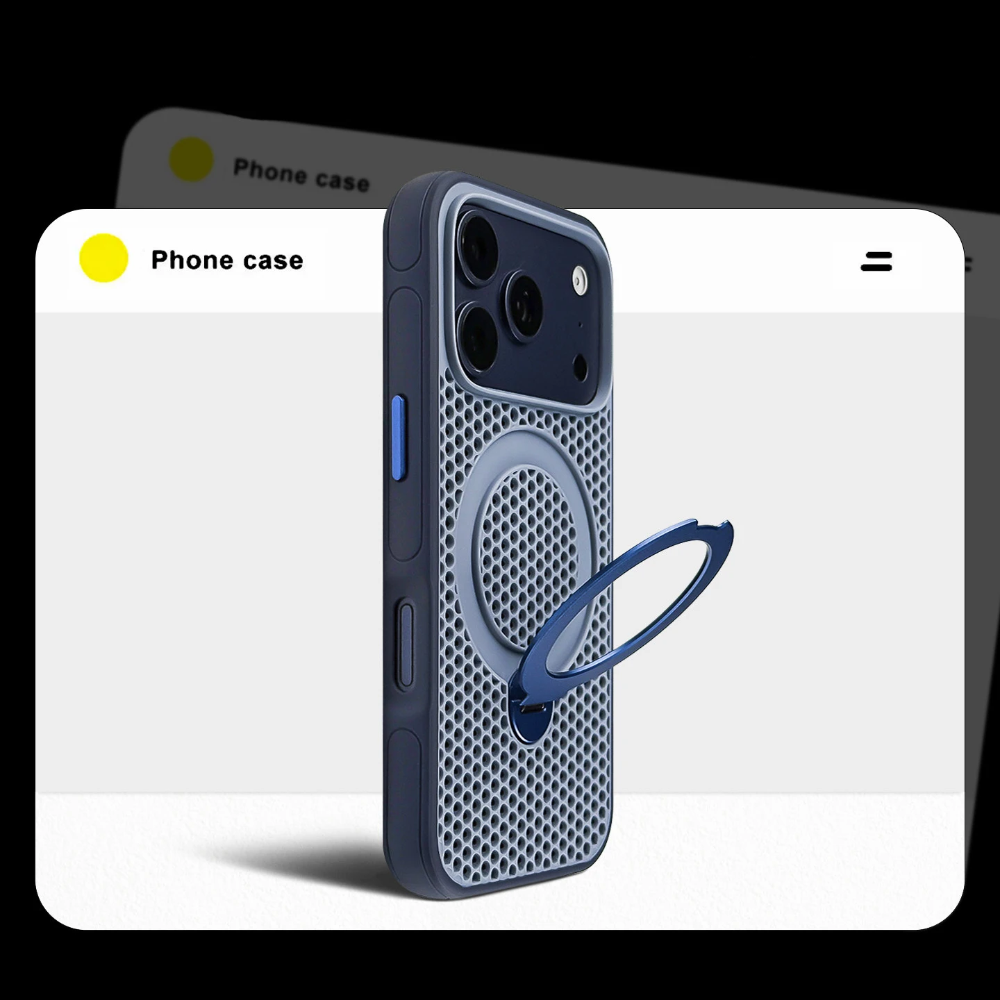 Capa Para Celular (iphone 15 Pro Max) Com Design Em Malha Alveolar, Transparente E Com Suporte.