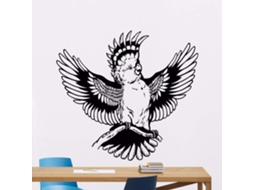 Adesivo de parede removível em vinil com desenho de papagaio, ideal para decoração de casa e sala de estar. Dimensões: 42x39cm.