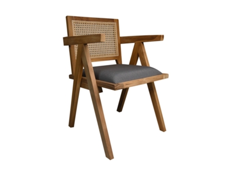 Cadeira de jantar em teca e tecido cinzento 52 x 54 x 83 HSM COLLECTION