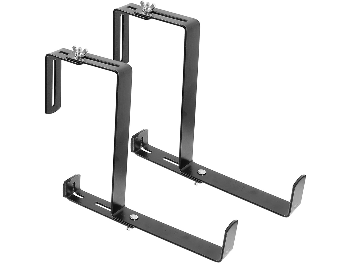 2 Suportes Ajustáveis para Plantas, Feitos de Ferro Preto, para Grades de Varanda. Suportes Robustos para Floreiras, CHABERLU