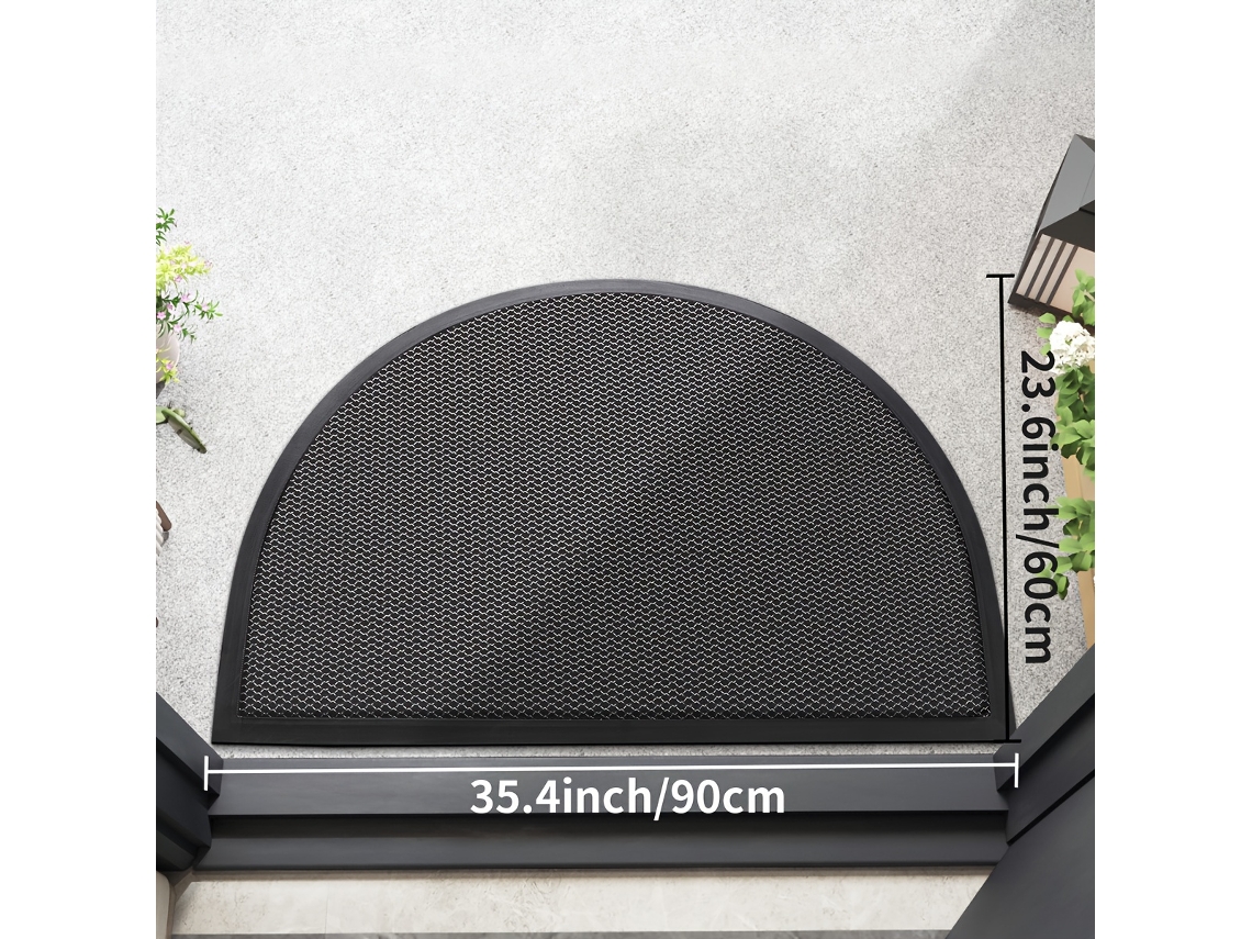 Tapete Semicircular Antiderrapante de Perfil Baixo e Absorvente para Entrada, Lavável À Máquina, em Poliéster, para Uso Interno e Externo BRILVIBERA