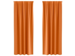 Conjunto 2 Cortinas Opacas Vidaxl Laranja Poliéster (245 X 140 Cm)