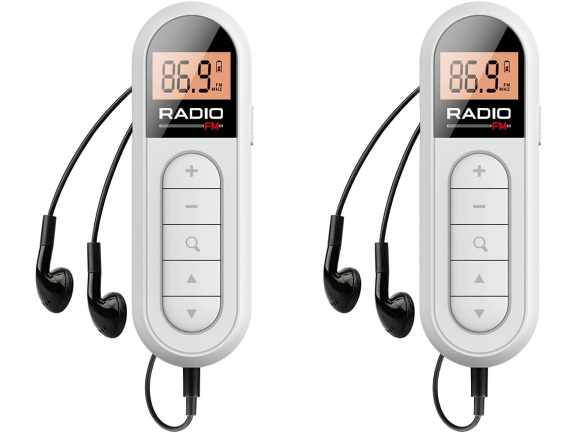2 Mini Rádios Fm de Bolso Portáteis Recarregáveis de 300 Mah, 76 108 Mhz com Tela SFUSHOS