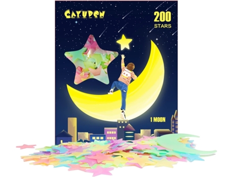 201 Estrelas 3d Multicoloridas Brilham No Escuro Com Lua Aiailikill