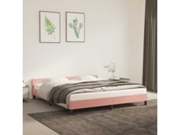 Vidaxl Estrutura Cama C/ Cabeceira Sem Colchão 180x200 Cm Veludo Rosa