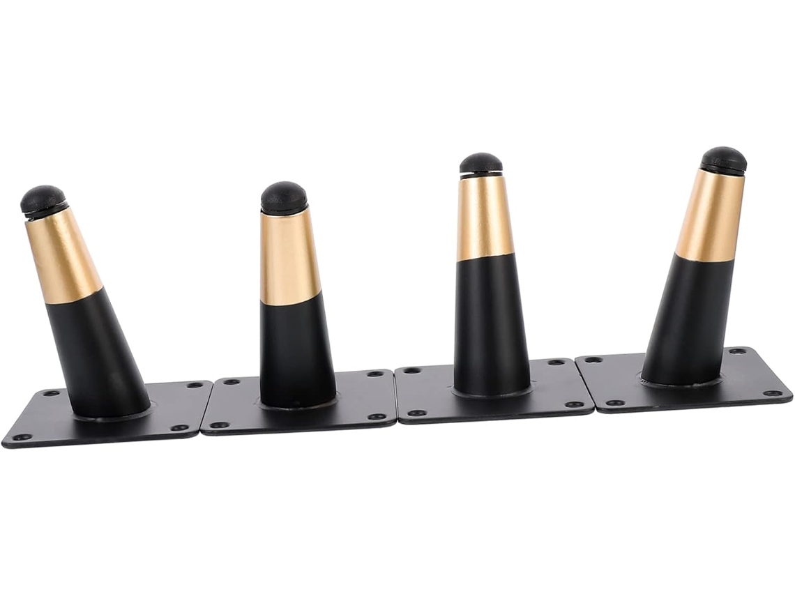 Lifkome Conjunto De 4 Pés Metal Ajustáveis Para Móveis Com Acabamento Eletrogalvanizado Preto E Dourado, Pés De Apoio