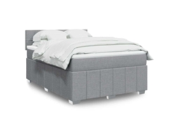 Vidaxl Cama Com Molas/colchão 160x200 Cm Tecido Cinzento-claro