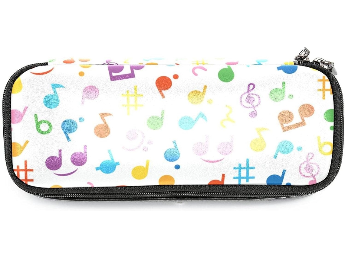 Porta-lápis grande com design de notas musicais animadas, ideal para escola, mesa, adultos e meninas.