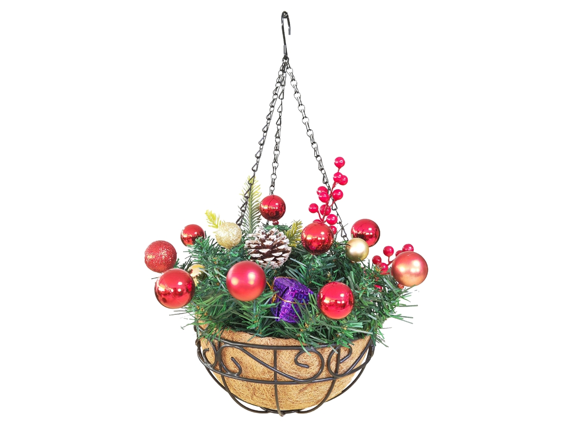 Laxiscreed Vaso De Natal Em Ferro Com Decoração De Renda, 14 Polegadas Para Pendurar E Enfeites Festivos