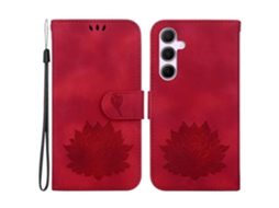 Compre Capa Carteira Com Suporte E Estampa De Lótus Para Samsung Galaxy A55 5g, Capa De Couro Vermelha