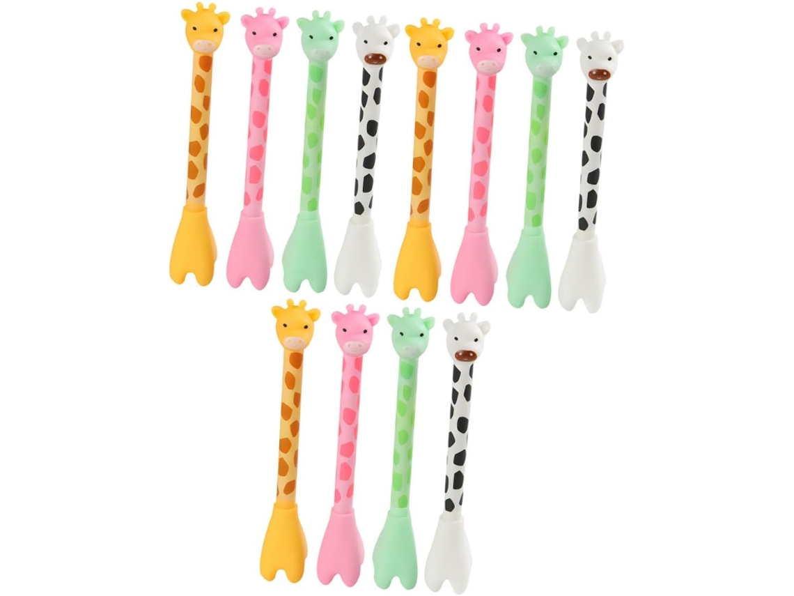Conjunto De 12 Canetas Em Gel Com Estampa Girafa Para Estudantes,