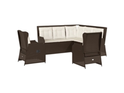 Maison Exclusive - 5 Pcs Conjunto Lounge Jardim C/ Almofadões Vime Pe Castanho