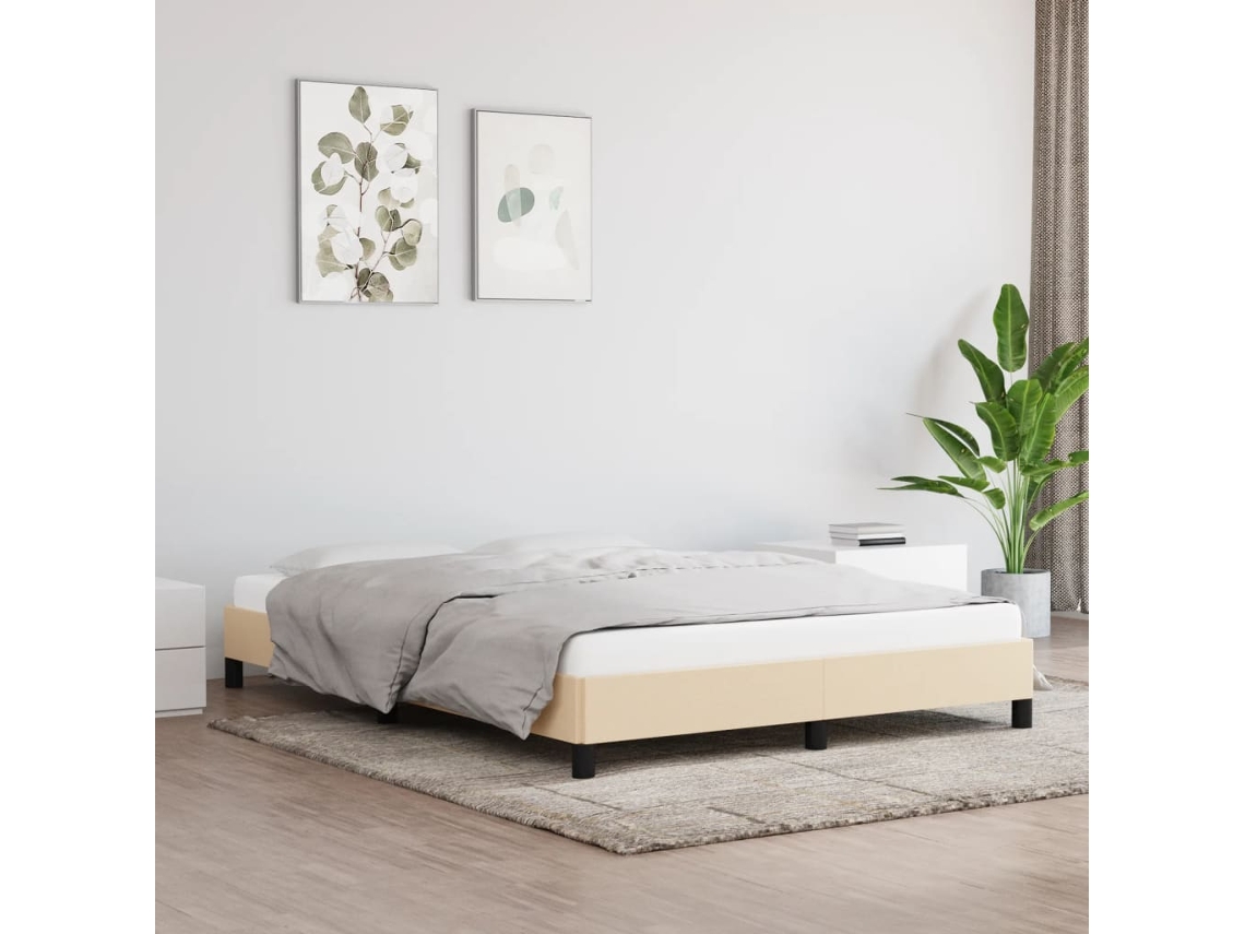 Vidaxl Estrutura de Cama Sem Colchão 140x190 Cm Tecido Cor Creme