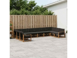 Vidaxl Conjunto De Sofás Para Exterior 10 Unid. Natural E Preto