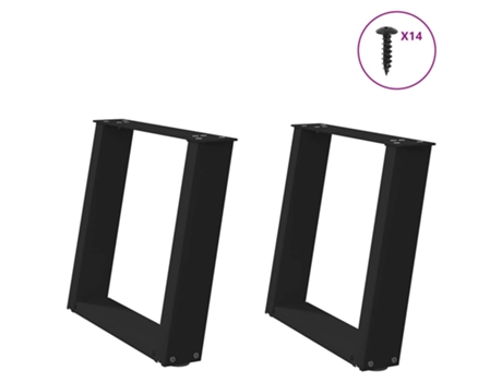Conjunto 2 Perna da mesa de centro VIDAXL Preto Aço