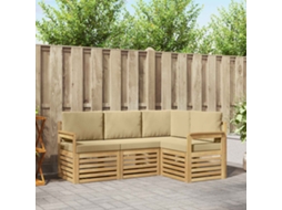 Vidaxl Conjunto De Sofás Para Exterior 4 Unid. Branco E Bege Poliéster
