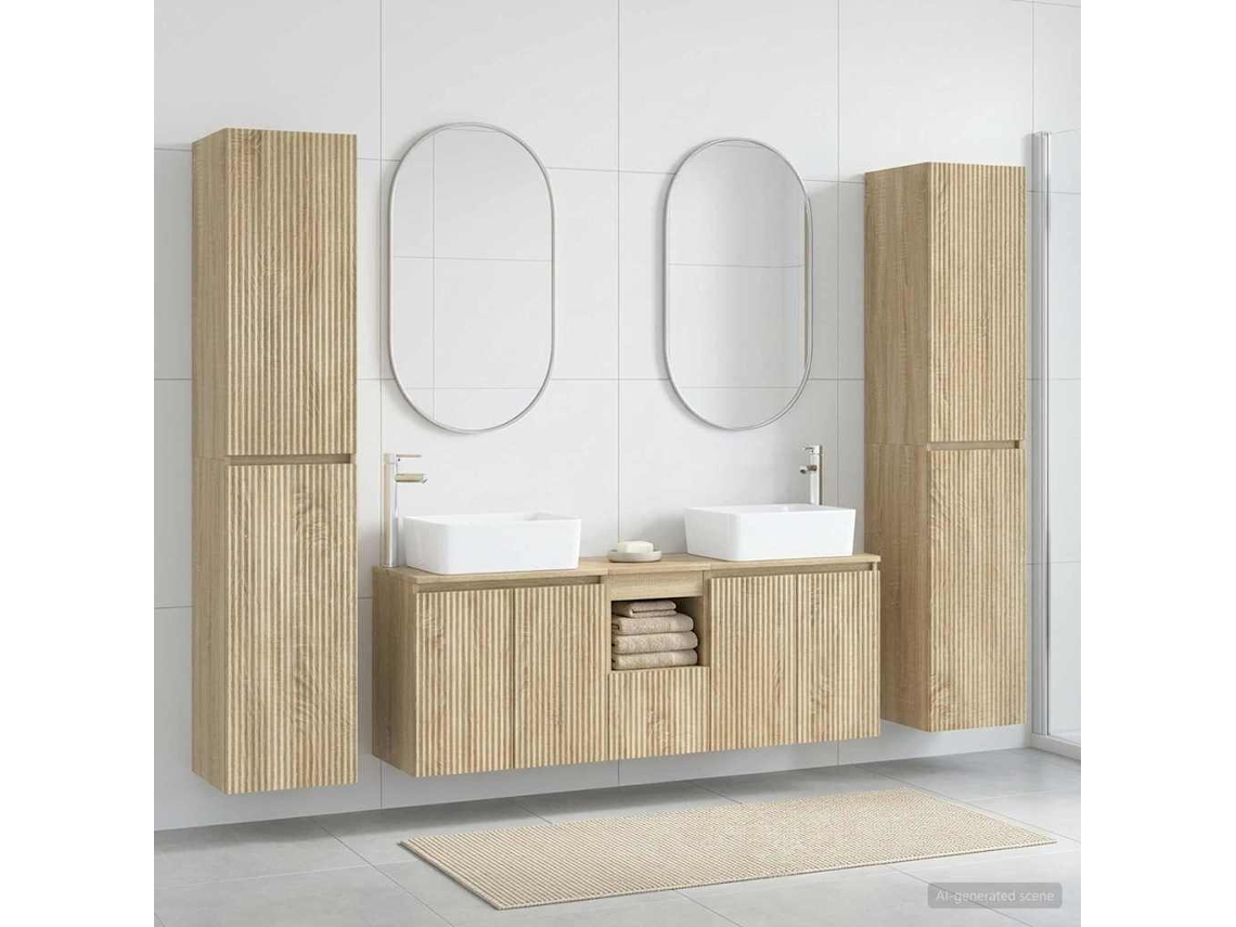 Vidaxl Conjunto De Móveis Para Banheiro 5 Unid. Carvalho Sonoma