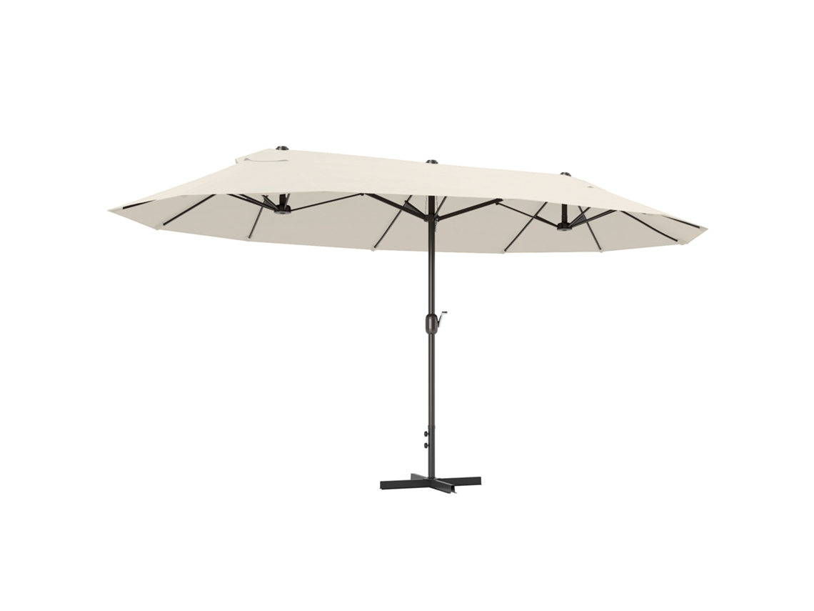 Guarda sol XXL CHEZMOI com base em cruz, 4,6 x 2,7 x 2,4 m, aço e poliéster, creme
