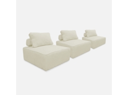 Cadeira de Apoio para Sofá de Veludo Cotelê Set de 3 Creme SWEEEK
