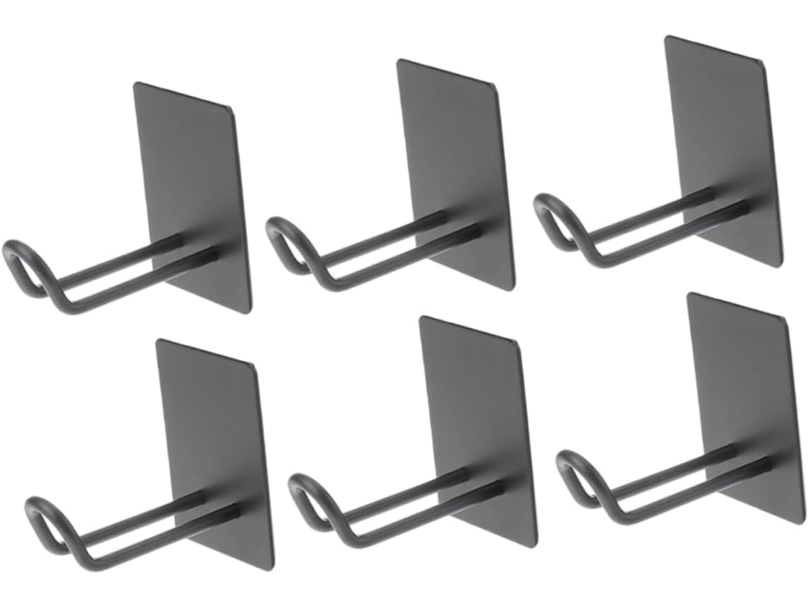 Conjunto De 6 Suportes Adesivos De Aço, Furos, Parede