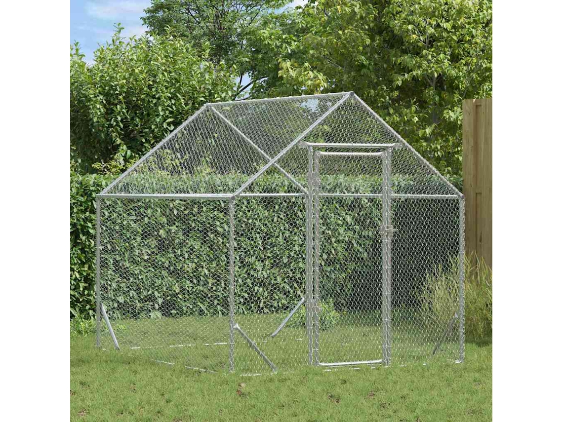 Vidaxl Gaiola Para Galinhas Prateado 200 X 170 X 177 Cm
