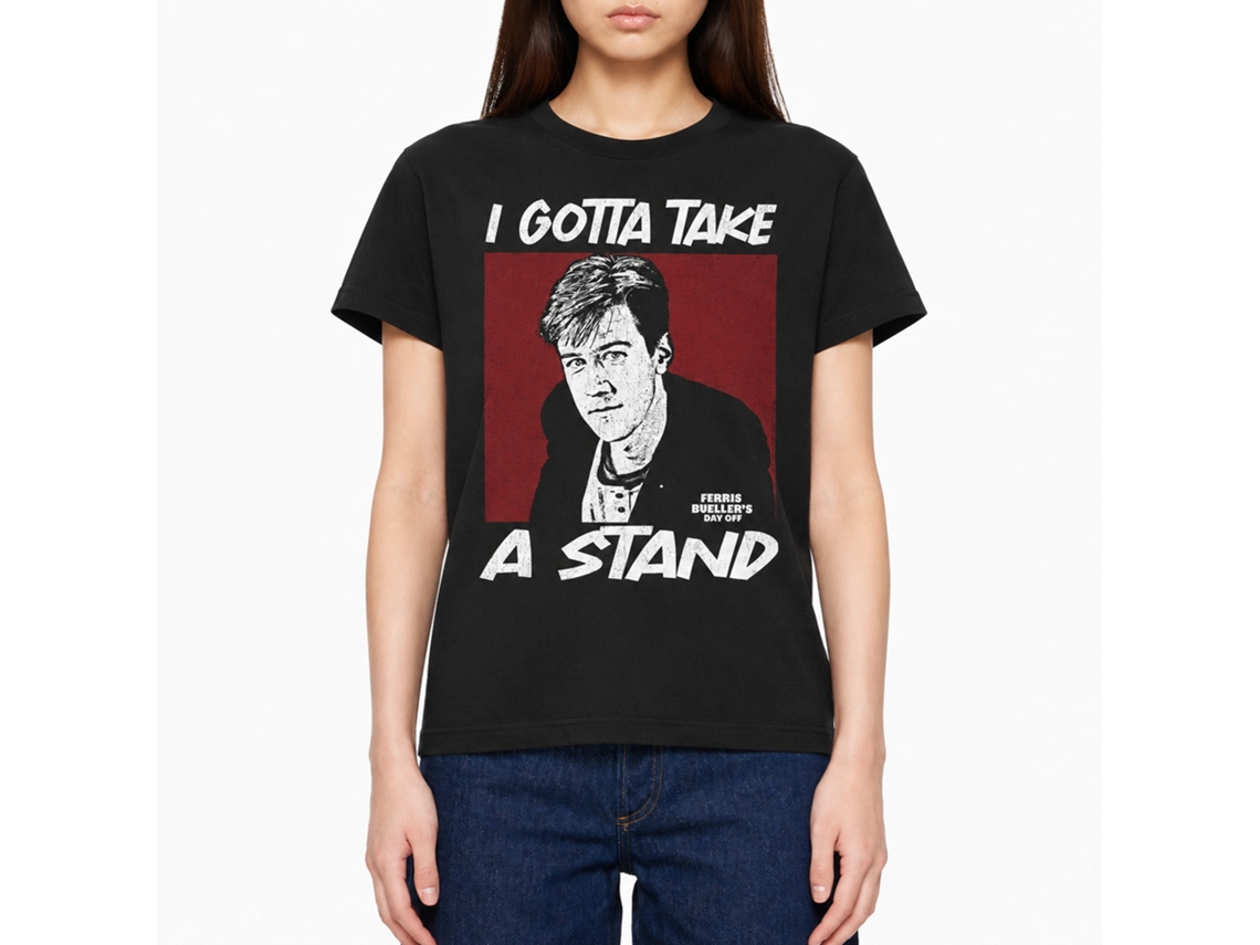 Rockinstone Ferris Bueller's Day Off Gotta Take A Stand Black Adult T-shirt Size:xl