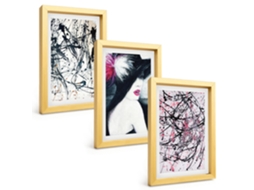 Composição De Quadros Padrões De Pintura Abstratos, Chapéu Espelharte (3 Peças 20x30 Cm)