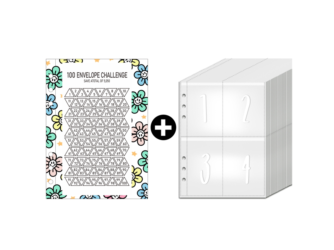 100-envelope Challenge Binder 100day Couple Envelope Savings With Accessories Set 2