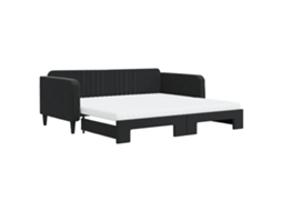 Sofá cama com Gavetão e Colchões (100x200 cm) Veludo Preto MAISON EXCLUSIVE