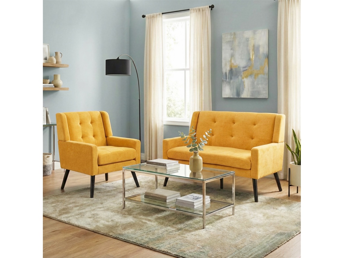 Conjunto 2 Poltronas (indiv. E Dupla) – Espuma Densa, Tecido Durável E Macio, Pés De Madeira Com Protetores Para Sala E Home Office.