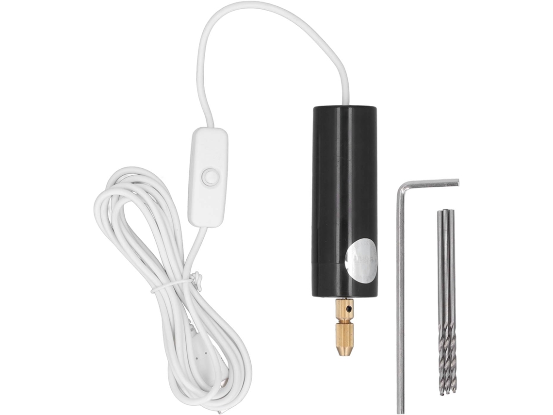 Mini Furadeira Elétrica Manual Com Cabo Usb Em Abs E Interruptor,