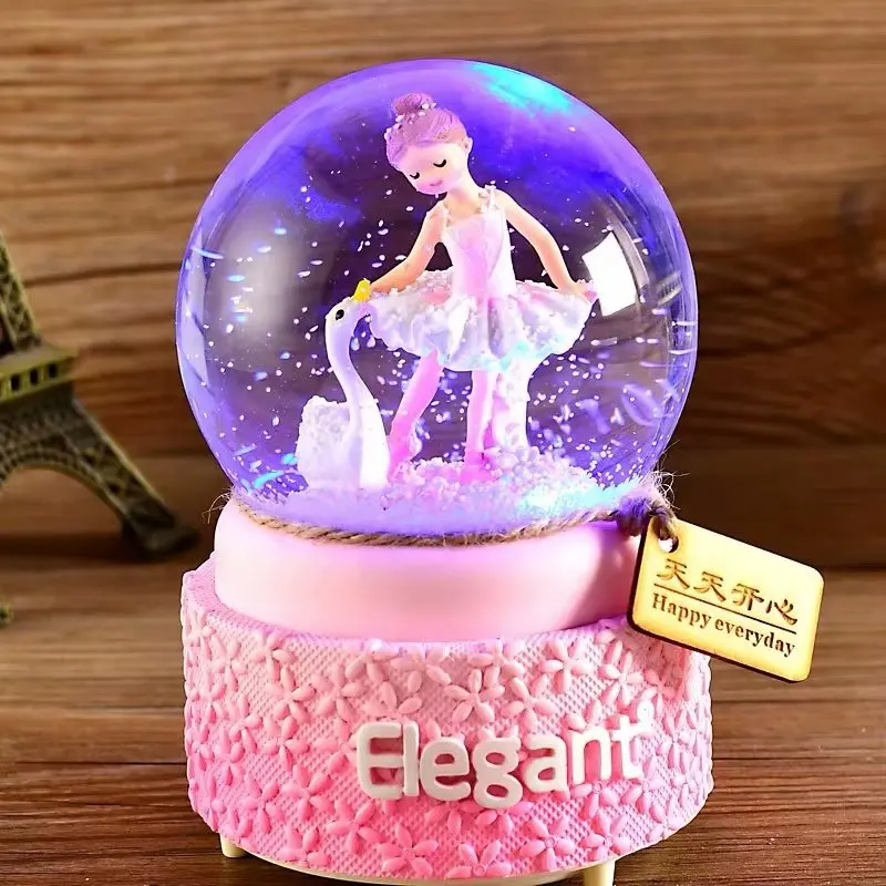Caixa de Música Bola de Cristal com Bailarina, Presente para o Dia Dos Namorados MDUG (estilo 15)