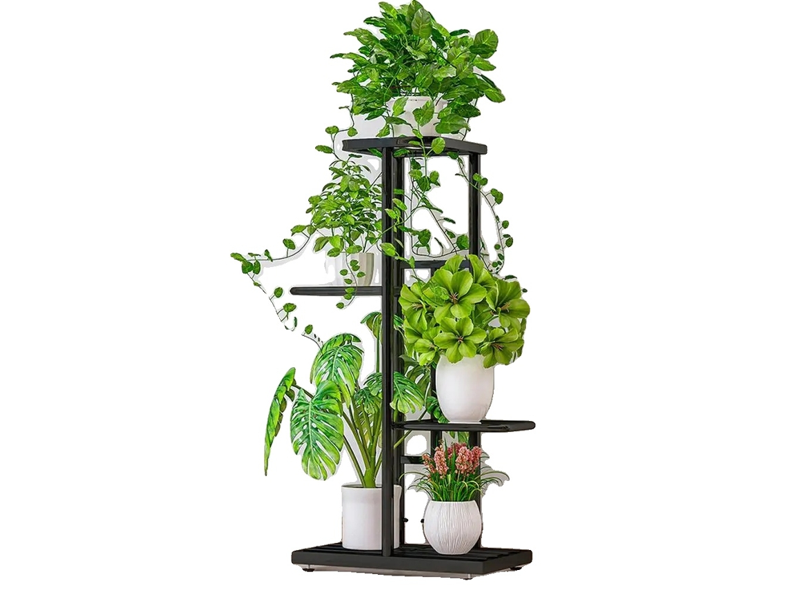 Suporte Para Plantas, 4 Andares, Uso Interno E Externo, Cinza Escuro