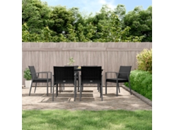 Conjunto 7 Peças Jantar P/ Jardim C/ Almofadões Vime Pe E Aço Dkd Home Decor