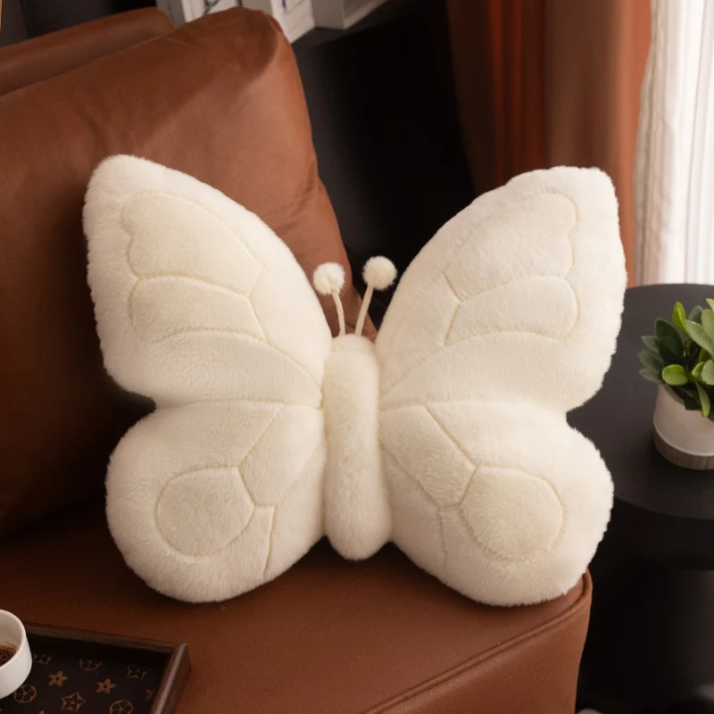 Almofada/travesseiro Decorativo Adulto Com Estampa De Borboletas (branca, 46cm) - Suporte Para A Coluna