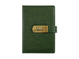 Agenda B6 Com Cadeado, Couro Com Senha, Estilo Manual Retrô, Caderno Estudantil, 13,5 X 19,8 Cm, Verde, Fs, A5