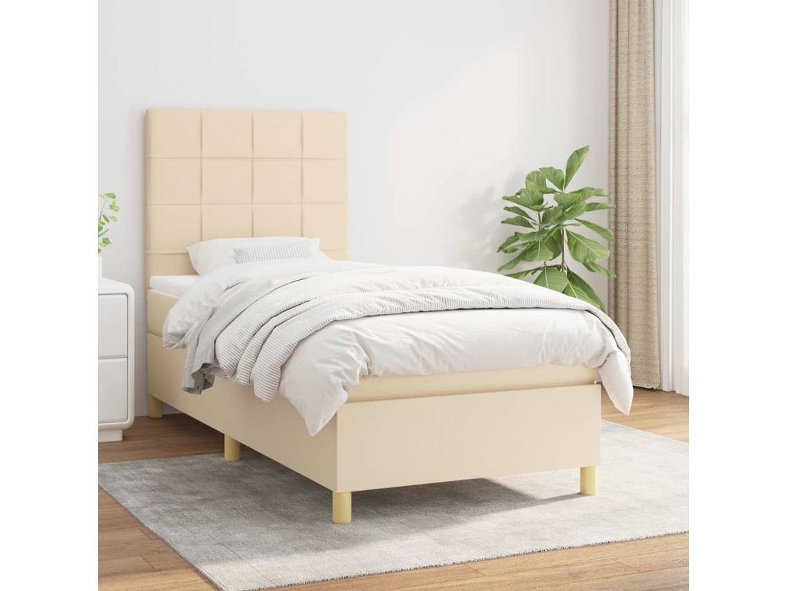 Vidaxl Cama Com Molas/colchão 80x200 Cm Tecido Cor Crème
