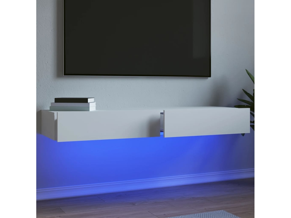 2 Pcs Móveis De Tv | Gabinete De Tv | Armário De Tv Com Luzes Led 60x35x15,5 Cm Branco