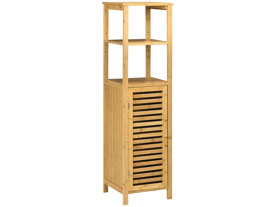 Móvel de bambu com duas prateleiras abertas, armário, 32,9x29,9x120cm, natural, QINGYU TECH
