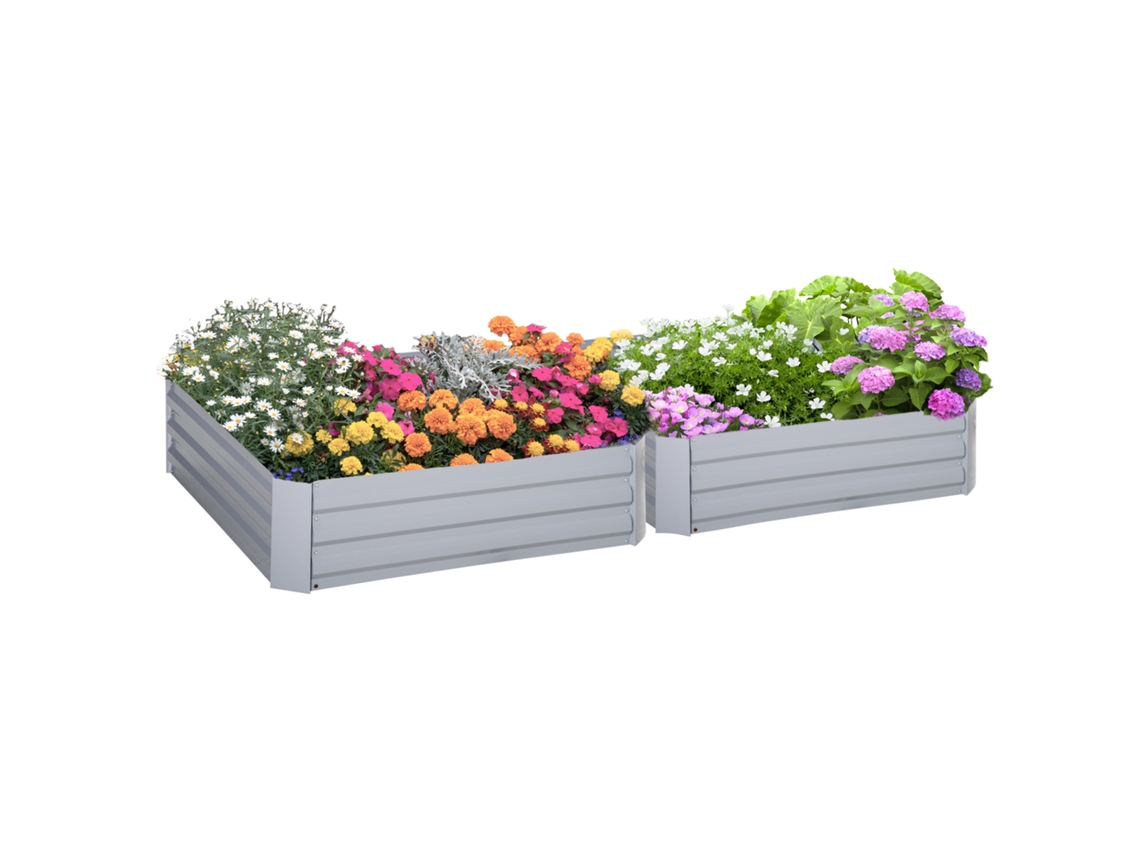 Jardineira, Conjunto de 2, Caixa de Flores, Fundo Aberto, Estrutura de Aço, Cinza, 100 X 100 X 30 Cm Ge (2 X)