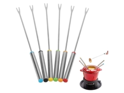 6 garfos de fondue Nova Line, aço inox, com cabo longo, para chocolate, queijo, frutas | S/MARCA