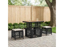 Vidaxl Conjunto De Jantar Para Jardim 3 Unid. Preto E Creme Vime Pe