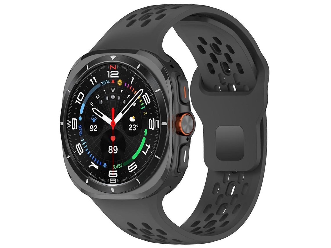 Pulseira De Silicone De Cor Sólida Com Fivela Quadrada E Furos Para Samsung Galaxy Watch Ultra 47mm.