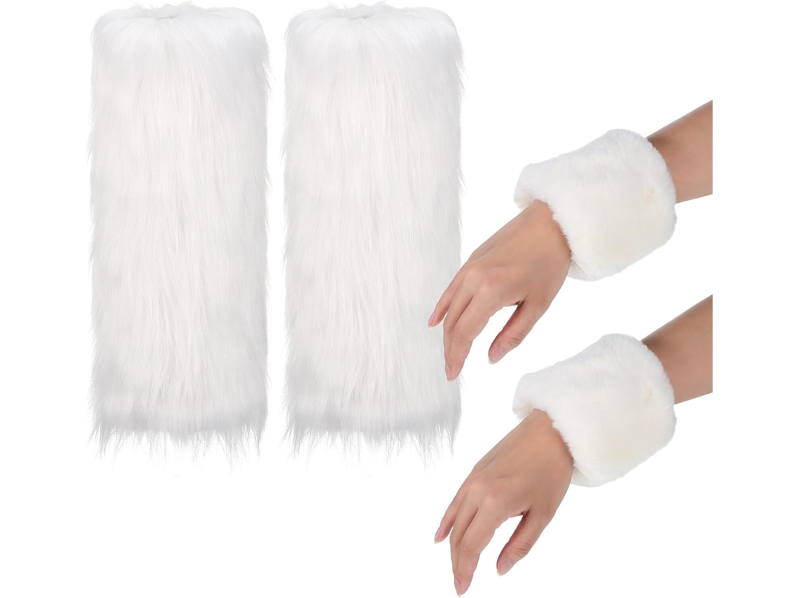 Polainas De Pelúcia Para Pernas E Pulsos, Luvas De Inverno Macias E Quentes, Acessórios Para Fantasias.